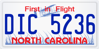 NC license plate DIC5236