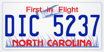 NC license plate DIC5237