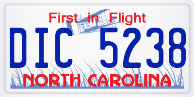 NC license plate DIC5238