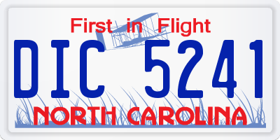NC license plate DIC5241