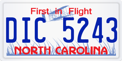 NC license plate DIC5243