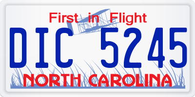 NC license plate DIC5245