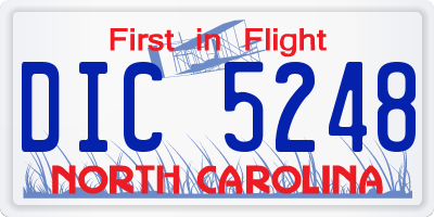 NC license plate DIC5248