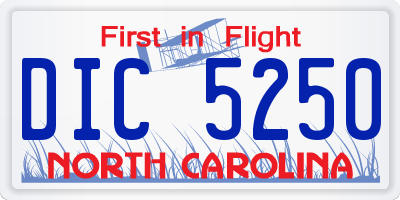 NC license plate DIC5250