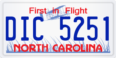 NC license plate DIC5251
