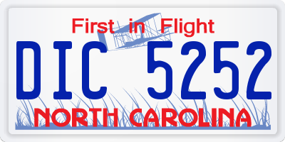 NC license plate DIC5252