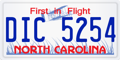 NC license plate DIC5254