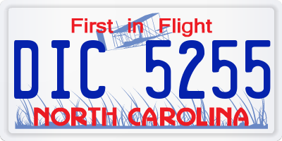 NC license plate DIC5255
