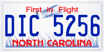 NC license plate DIC5256
