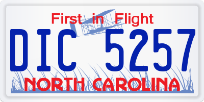 NC license plate DIC5257