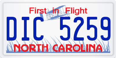 NC license plate DIC5259