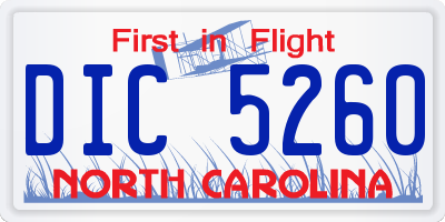 NC license plate DIC5260