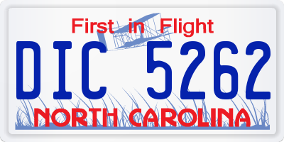 NC license plate DIC5262