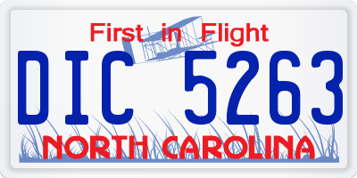 NC license plate DIC5263