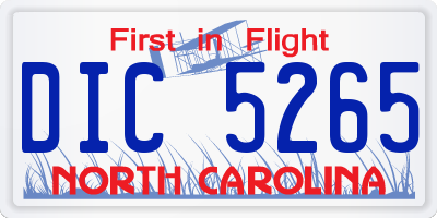NC license plate DIC5265