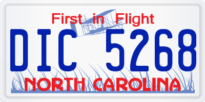 NC license plate DIC5268