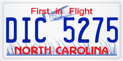 NC license plate DIC5275
