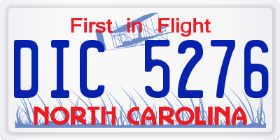 NC license plate DIC5276