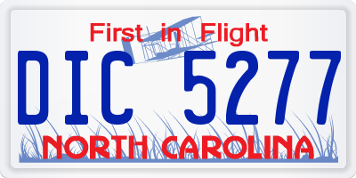 NC license plate DIC5277