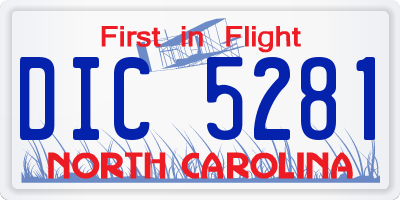 NC license plate DIC5281