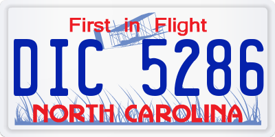 NC license plate DIC5286