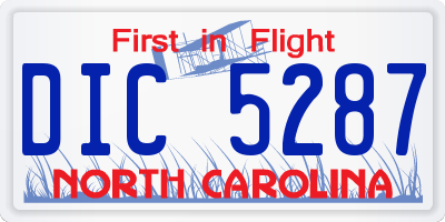 NC license plate DIC5287
