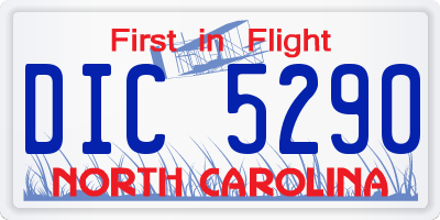 NC license plate DIC5290