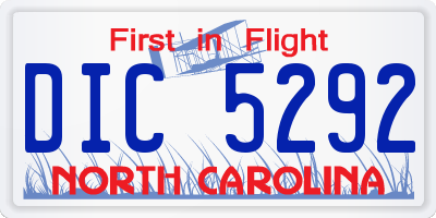 NC license plate DIC5292
