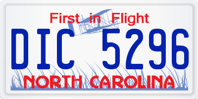 NC license plate DIC5296