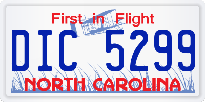 NC license plate DIC5299