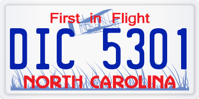 NC license plate DIC5301