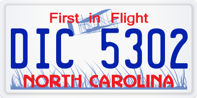 NC license plate DIC5302