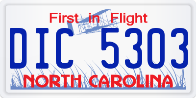 NC license plate DIC5303