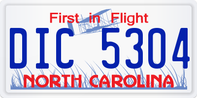 NC license plate DIC5304