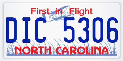 NC license plate DIC5306