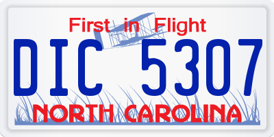 NC license plate DIC5307