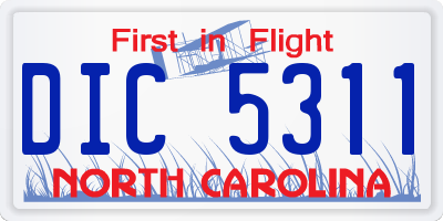 NC license plate DIC5311