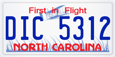 NC license plate DIC5312