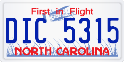 NC license plate DIC5315