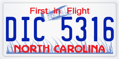NC license plate DIC5316