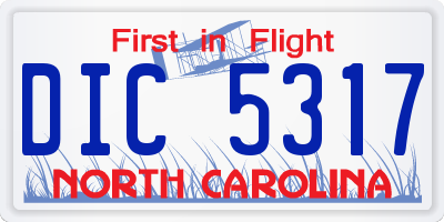 NC license plate DIC5317