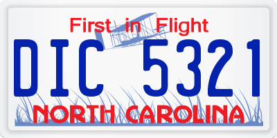 NC license plate DIC5321