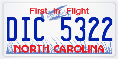 NC license plate DIC5322
