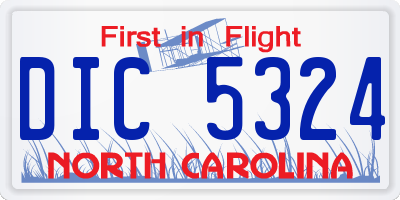 NC license plate DIC5324
