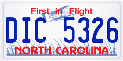NC license plate DIC5326