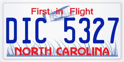 NC license plate DIC5327