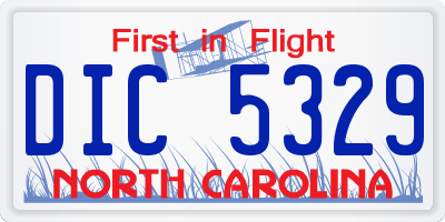 NC license plate DIC5329