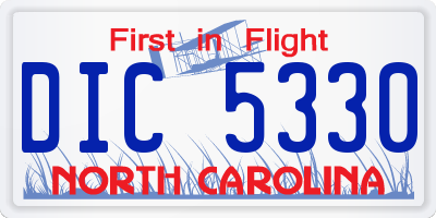 NC license plate DIC5330