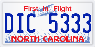 NC license plate DIC5333