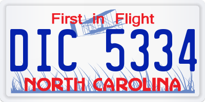 NC license plate DIC5334